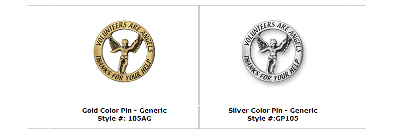 Volunteers are Angels Silver Pin Generic Pin Volunteers are Angels Silver Pin Generic Pin
